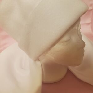 New White Fleece Pillbox Hat and Scarf Set Adult sz Hand Crafted